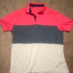 Men's Pink, Gray, and White Polo Shirt